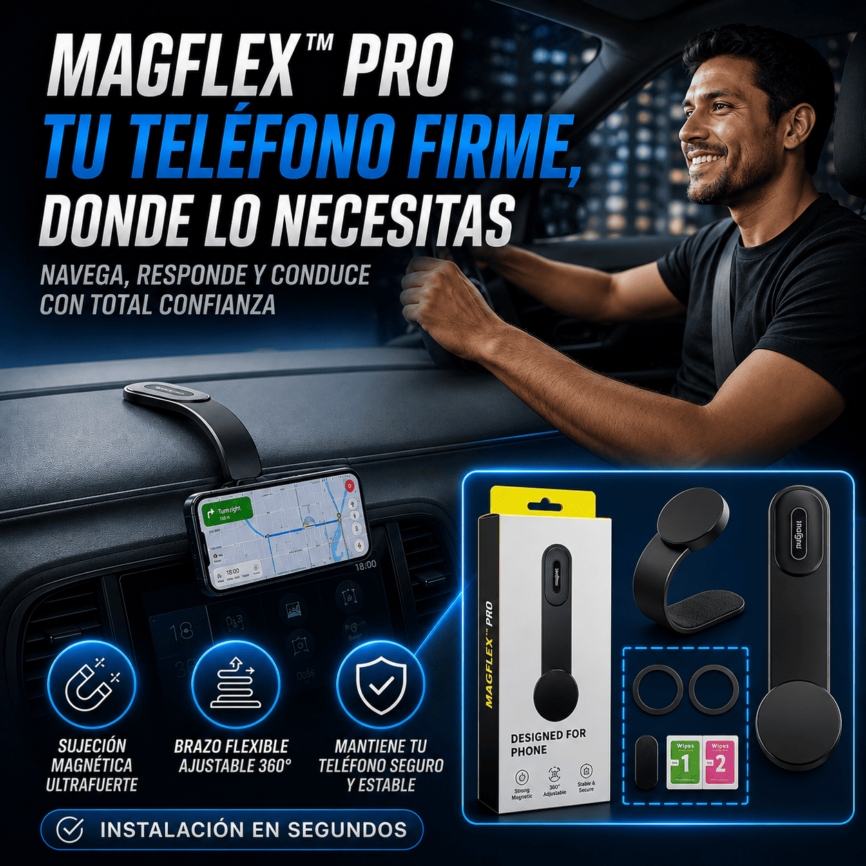 MAGFLEX™ PRO Soporte Magnético Flexible para Automóvil